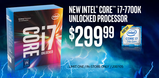 New Intel Core i7-7700K Unlocked Processor - $299.99
